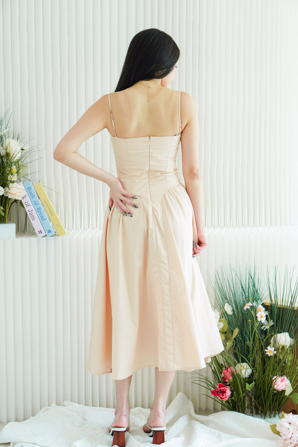 Posy Drop Waist A-Line Dress in Light Pink
