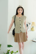 Anya Knit Button Down Top in Grey