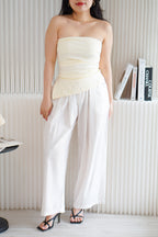 Kaia Tube Ruched Top in Beige