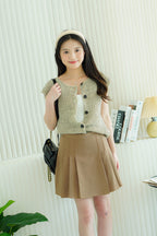 Anya Knit Button Down Top in Grey