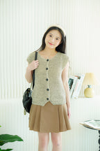 Anya Knit Button Down Top in Grey