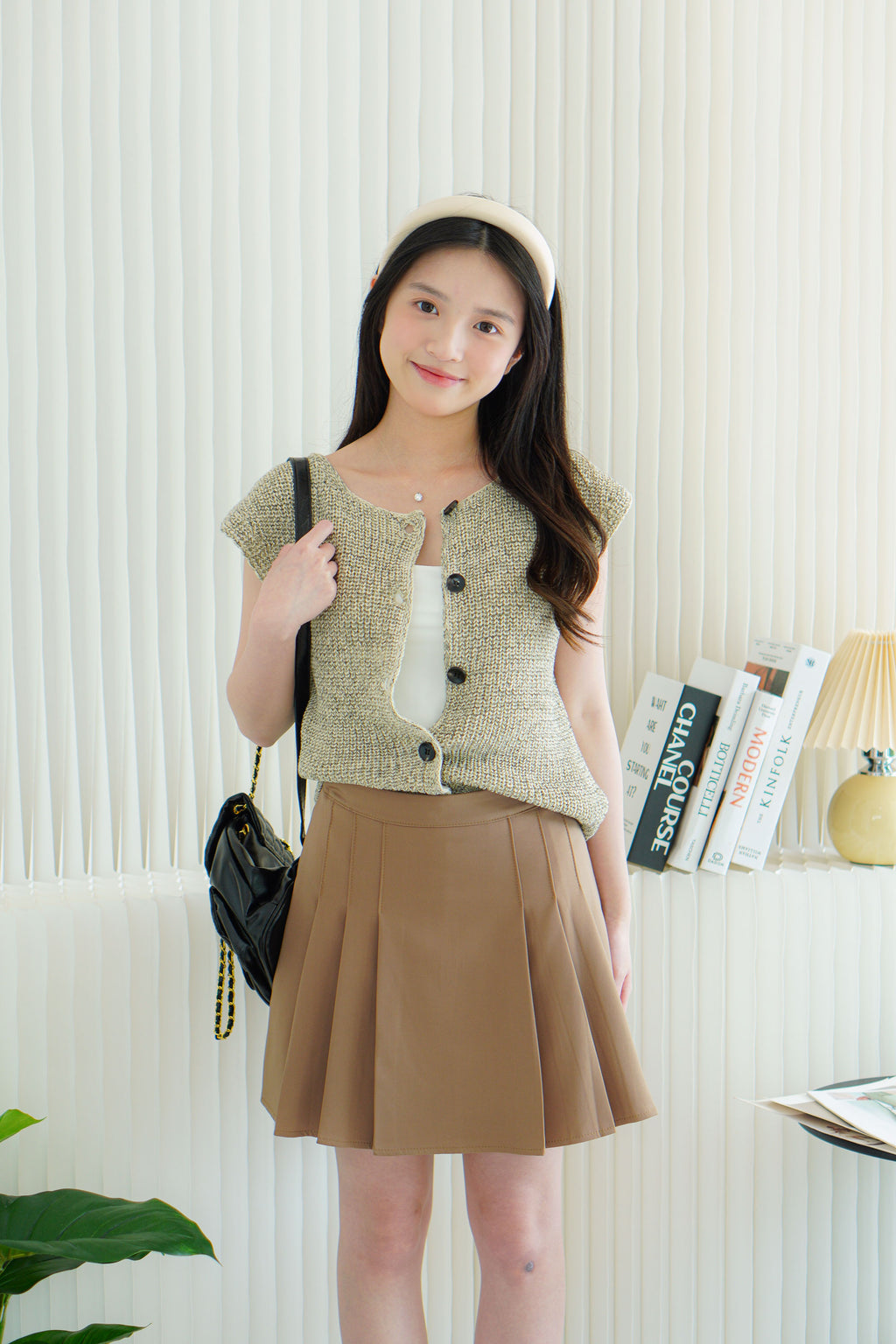 Anya Knit Button Down Top in Grey