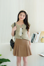 Anya Knit Button Down Top in Grey