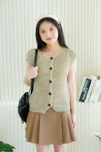 Anya Knit Button Down Top in Grey