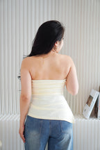 Kaia Tube Ruched Top in Beige