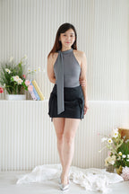 Tatum Tie Neck Top in Grey