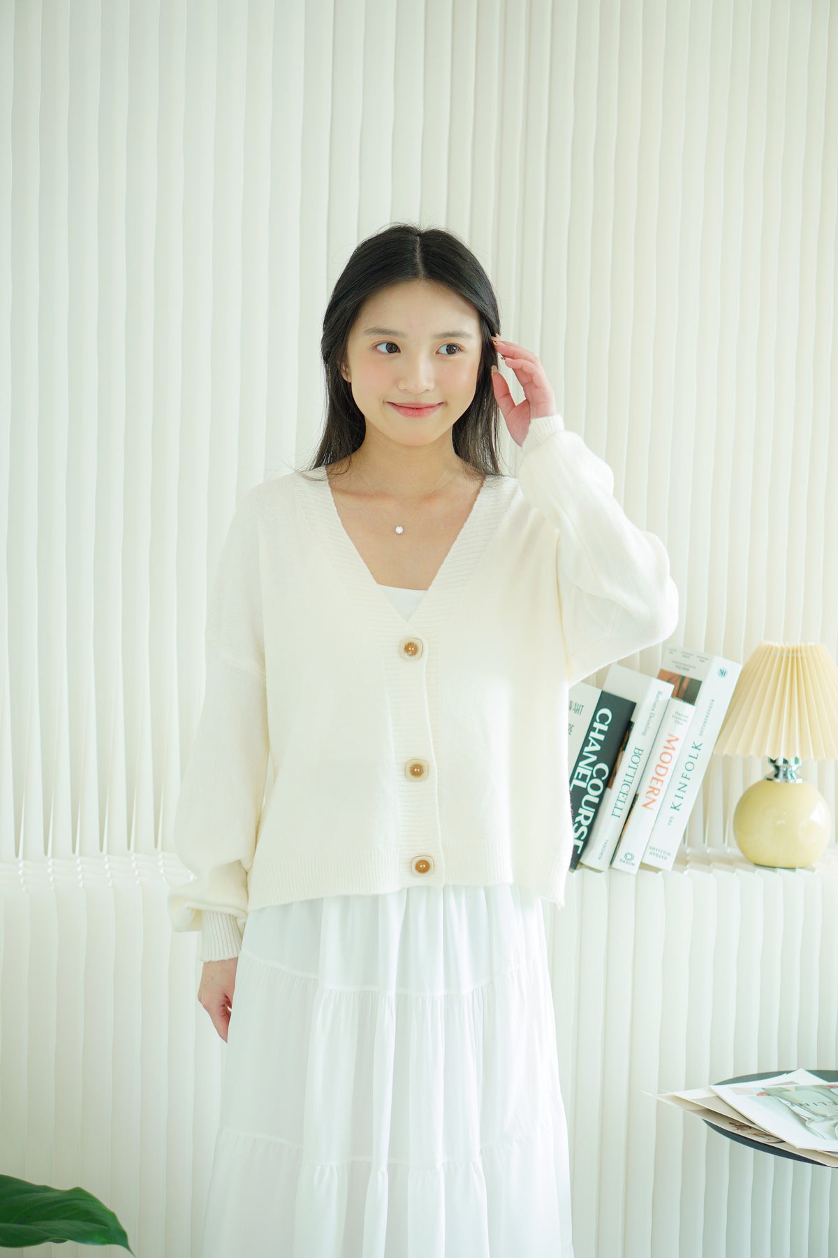 Warm & Somber Cardigan in Cream White