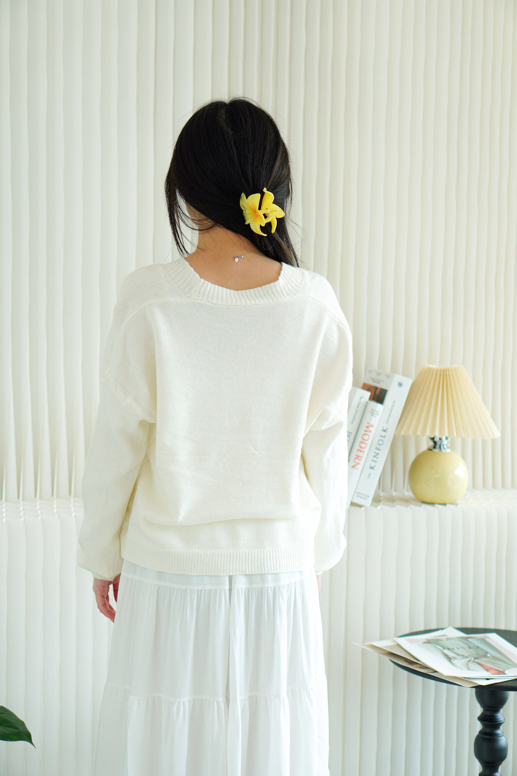Warm & Somber Cardigan in Cream White