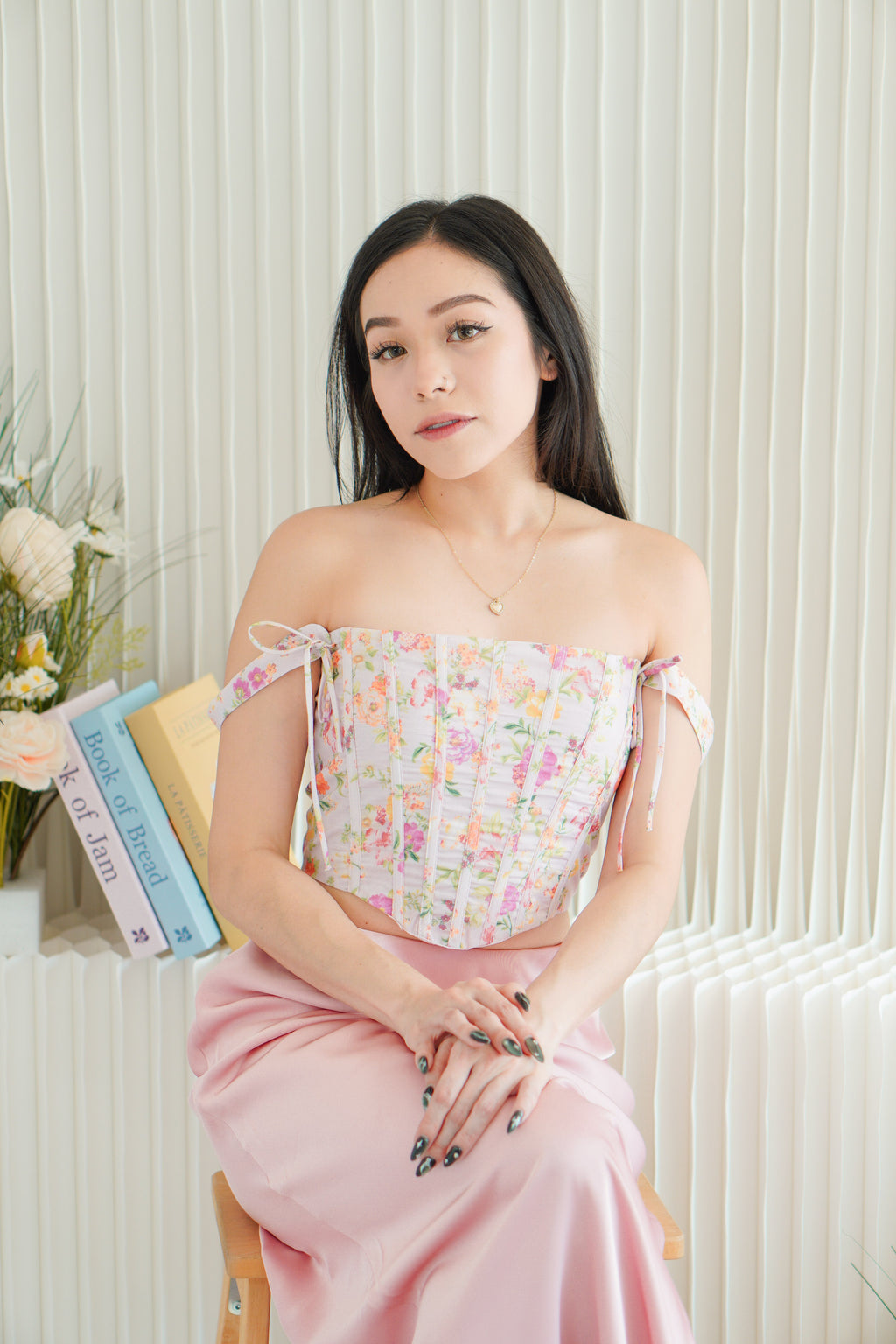 Joliette 2 Way Floral Corset Top in Pink