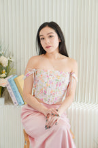 Joliette 2 Way Floral Corset Top in Pink