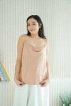 Fancy Schmancy Satin Top in Champagne