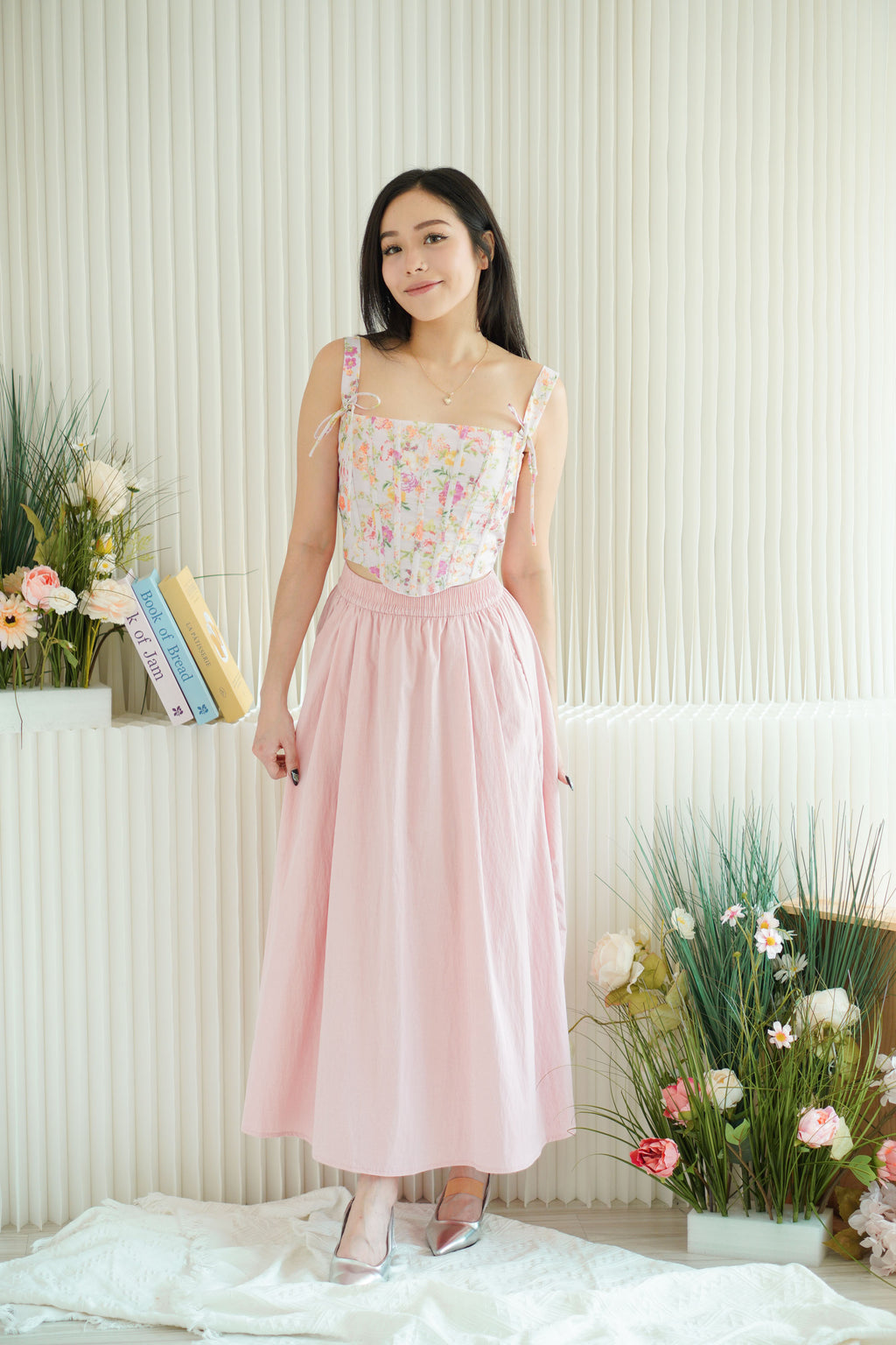 Joliette 2 Way Floral Corset Top in Pink