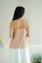 Fancy Schmancy Satin Top in Champagne