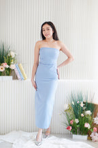Lime Storm Tube Maxi Dress in Blue