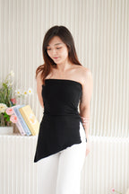 Talia Tube Padded Ruched Top in Black