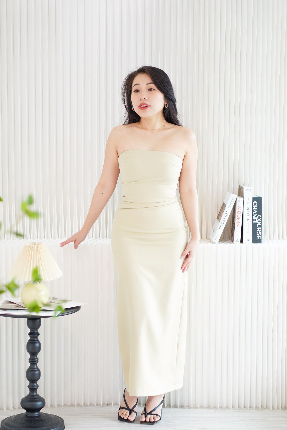 Lime Storm Tube Maxi Dress in Light Khaki