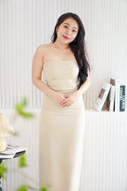 Lime Storm Tube Maxi Dress in Light Khaki