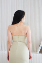Lime Storm Tube Maxi Dress in Light Khaki