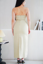 Lime Storm Tube Maxi Dress in Light Khaki