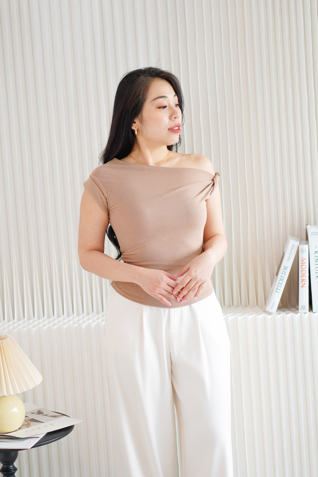 Cedar Toga Ruched Top in Khaki