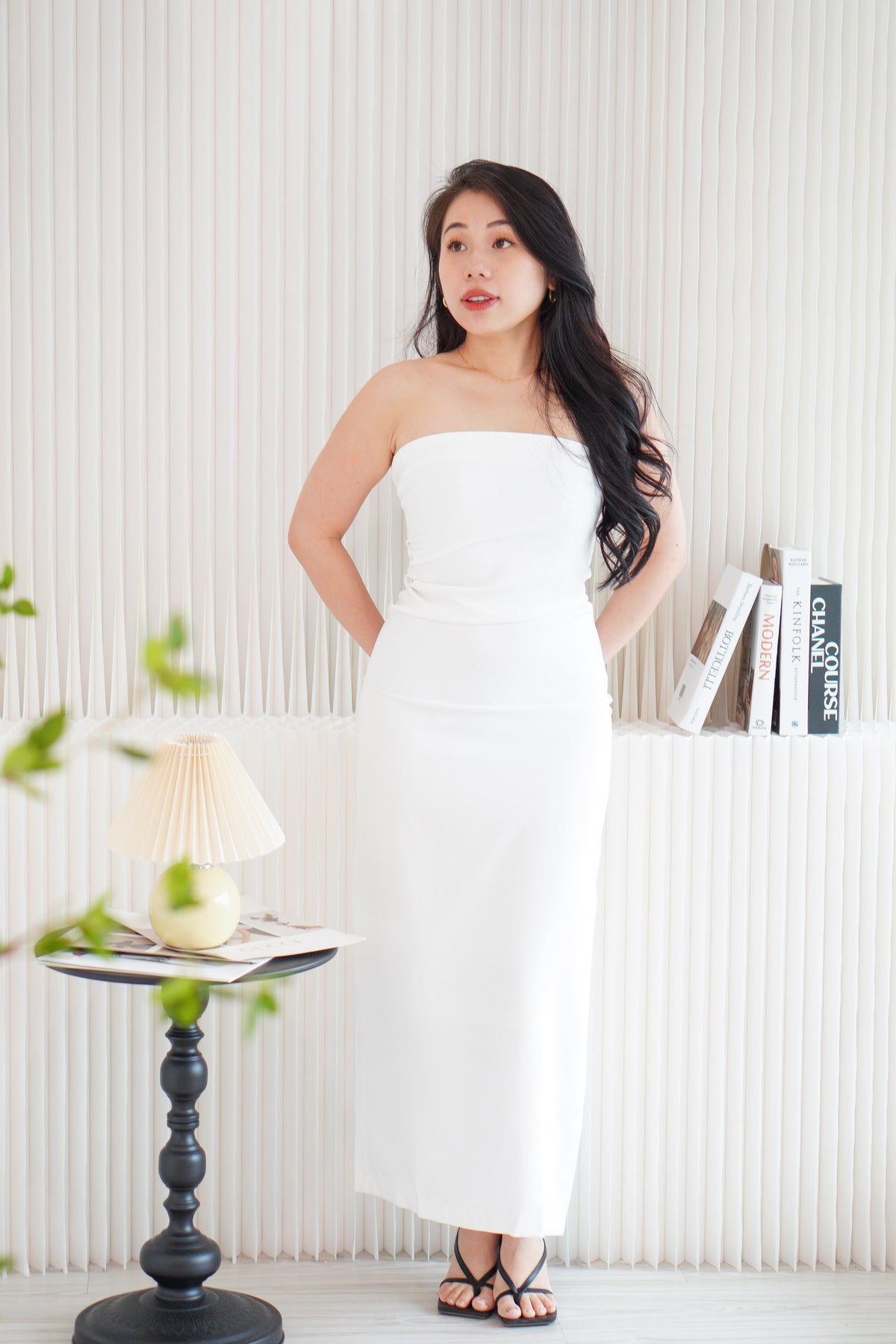 Lime Storm Tube Maxi Dress in White