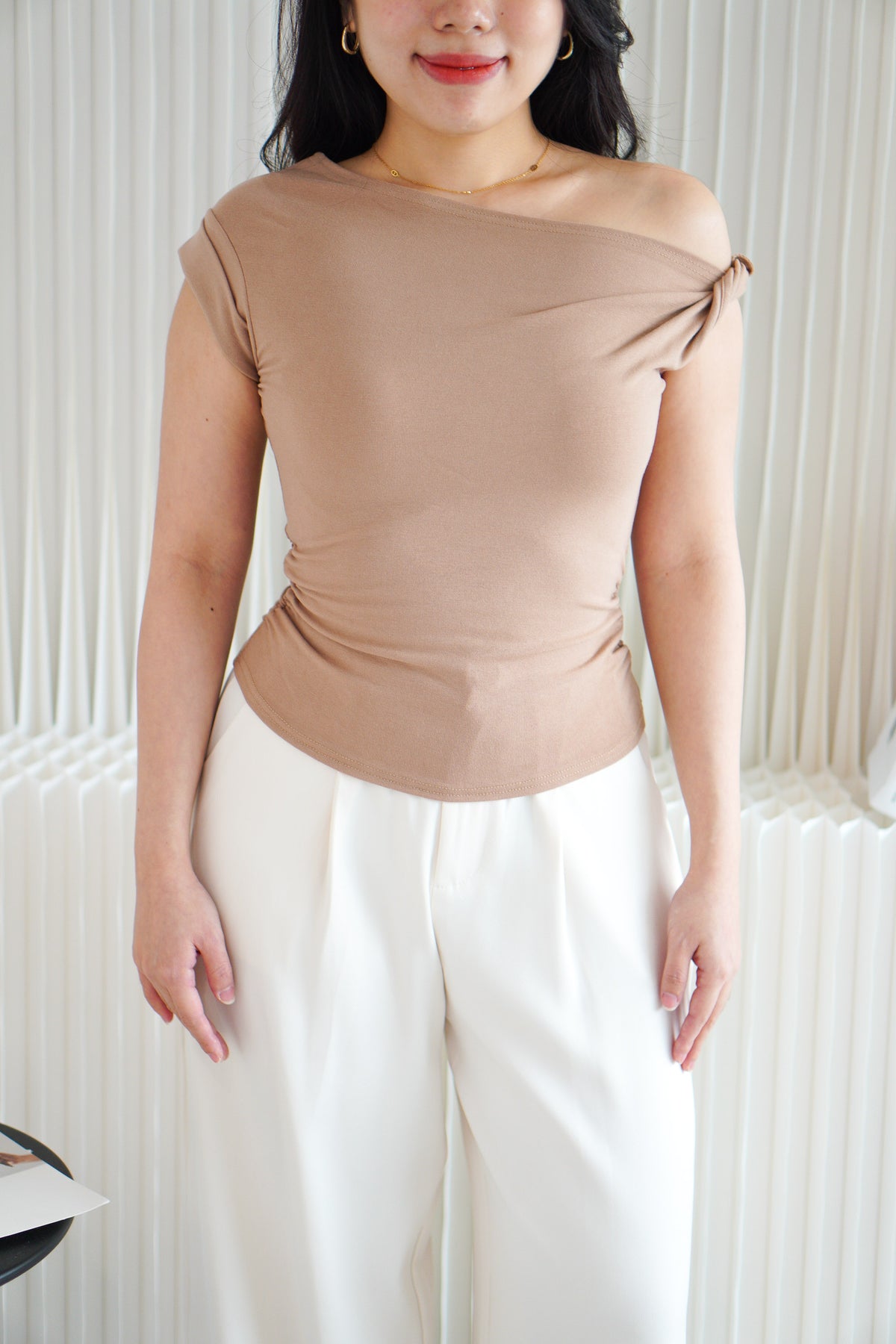 Cedar Toga Ruched Top in Khaki