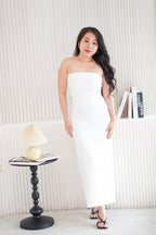 Lime Storm Tube Maxi Dress in White