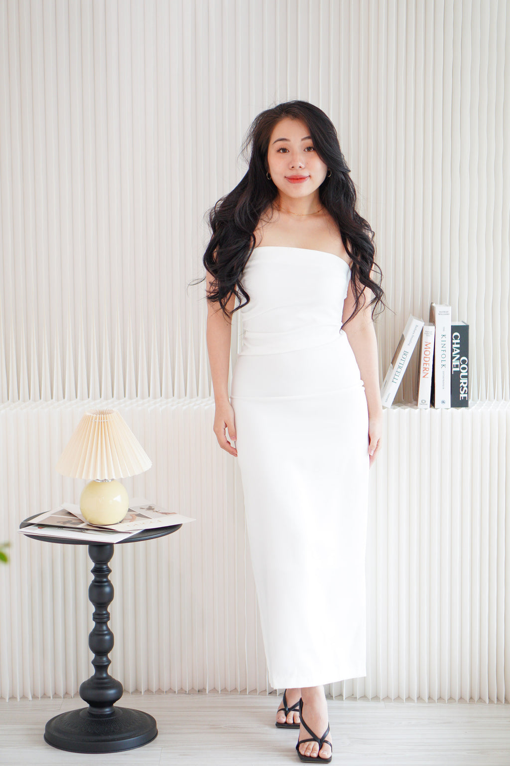 Lime Storm Tube Maxi Dress in White