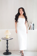Lime Storm Tube Maxi Dress in White