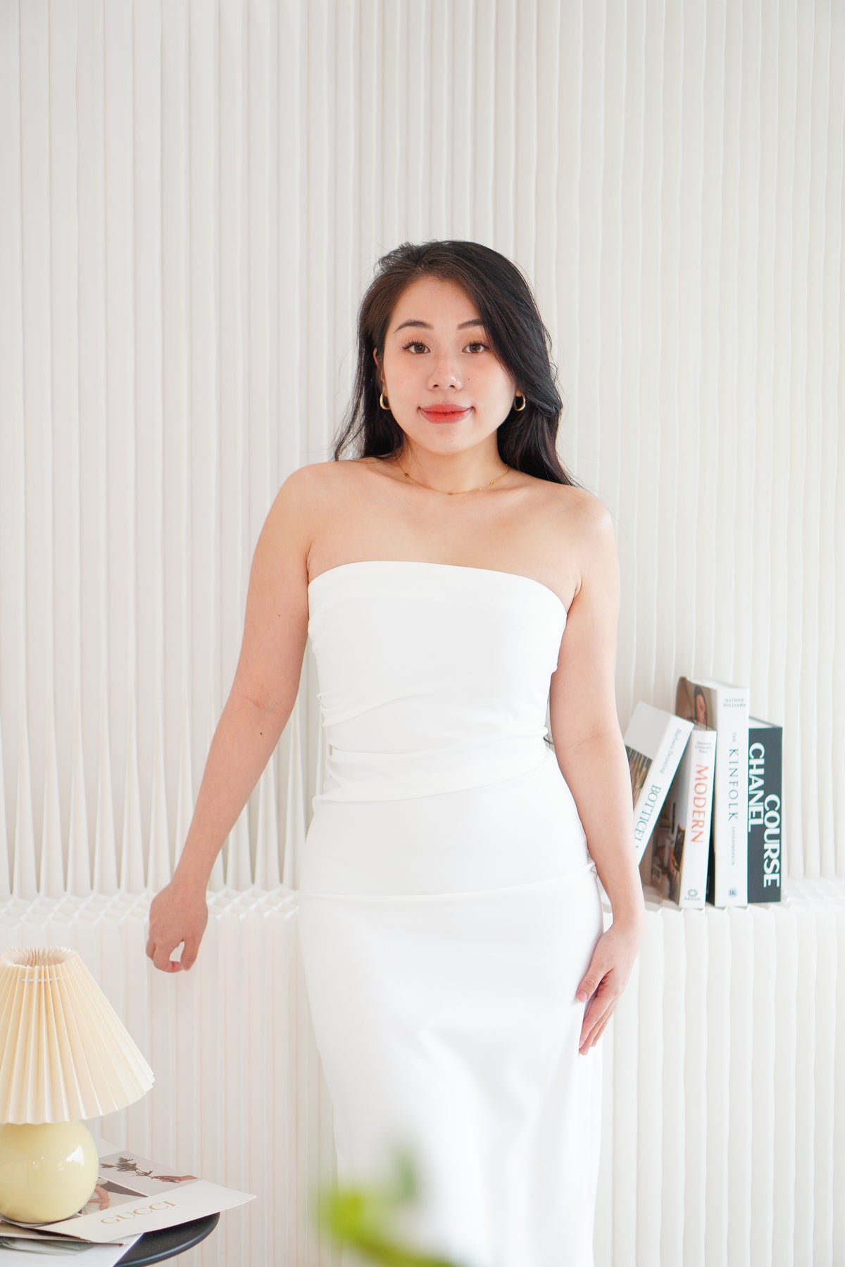 Lime Storm Tube Maxi Dress in White