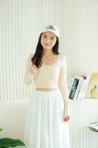 Wren Basic Long Sleeve Top in Beige