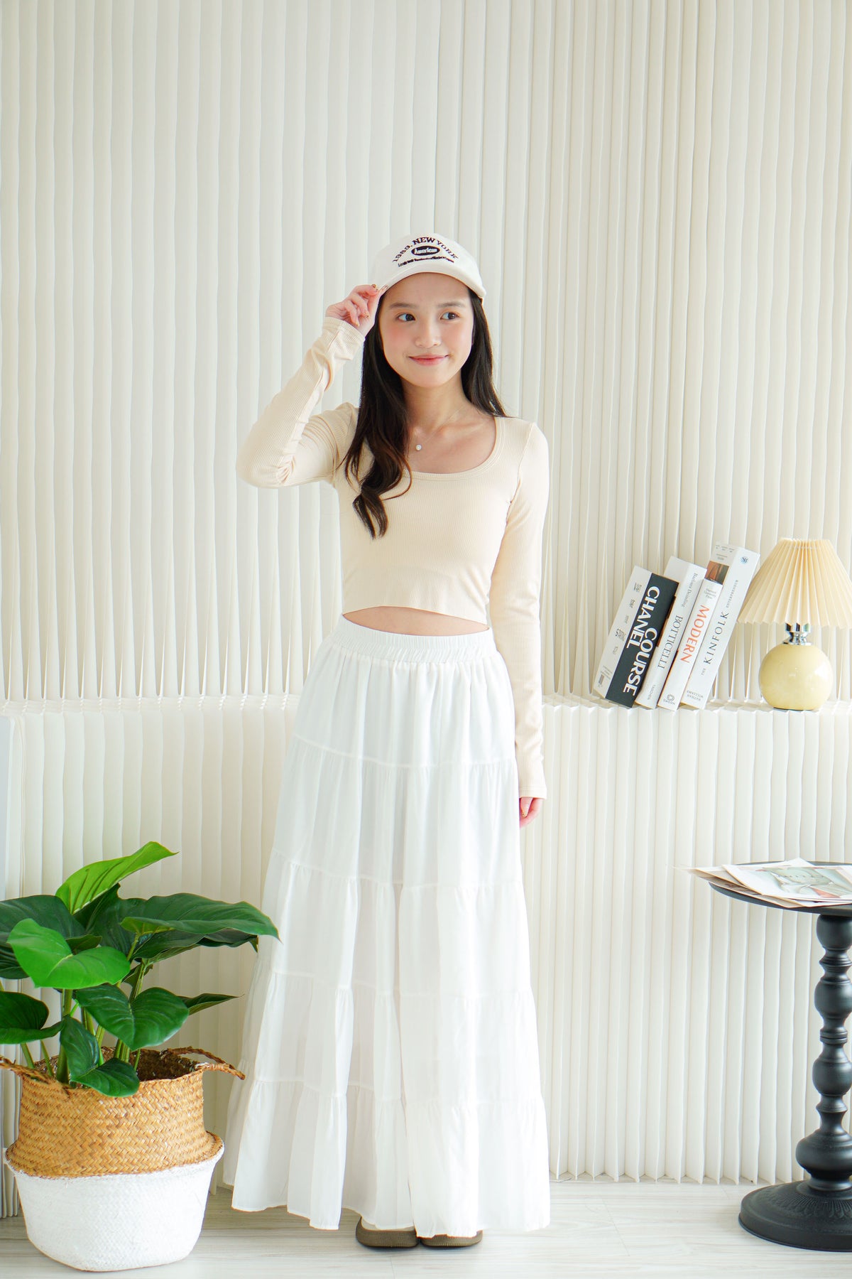 Wren Basic Long Sleeve Top in Beige
