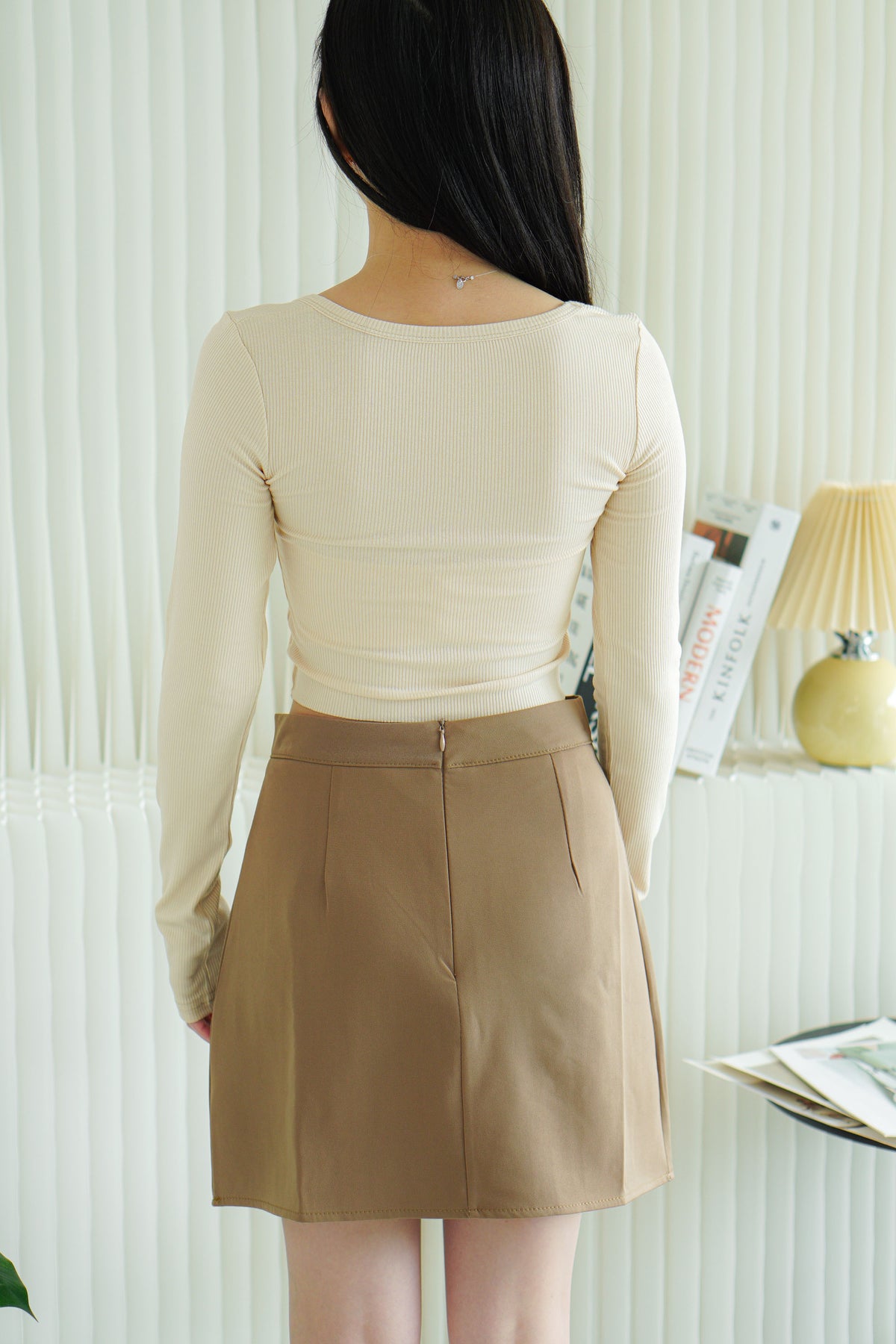 Wren Basic Long Sleeve Top in Beige