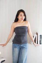 Kaia Tube Ruched Top in Grey