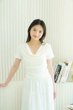 Lydia Ruched Off Shoulder Top in White
