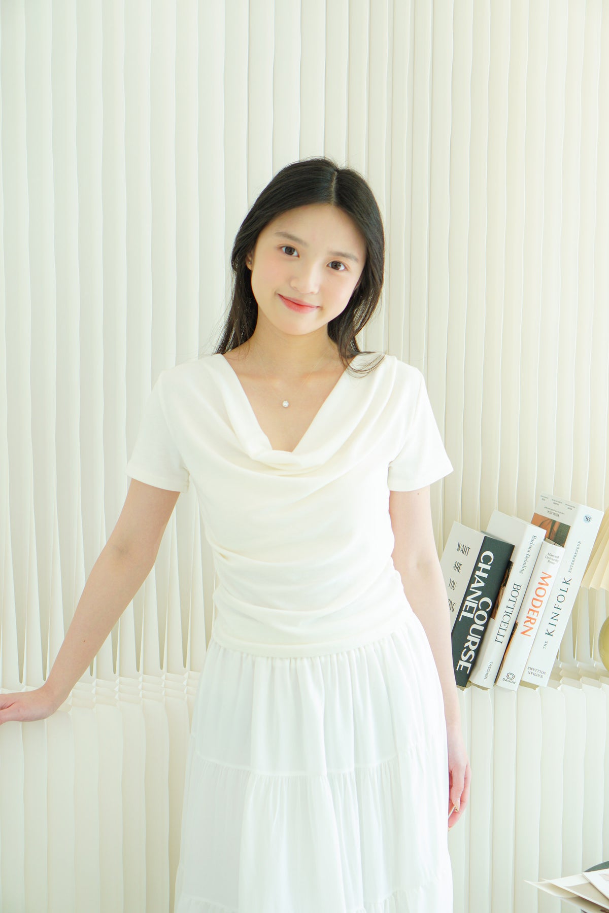 Lydia Ruched Off Shoulder Top in White