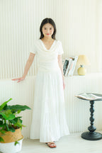 Lydia Ruched Off Shoulder Top in White