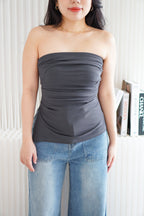 Kaia Tube Ruched Top in Grey