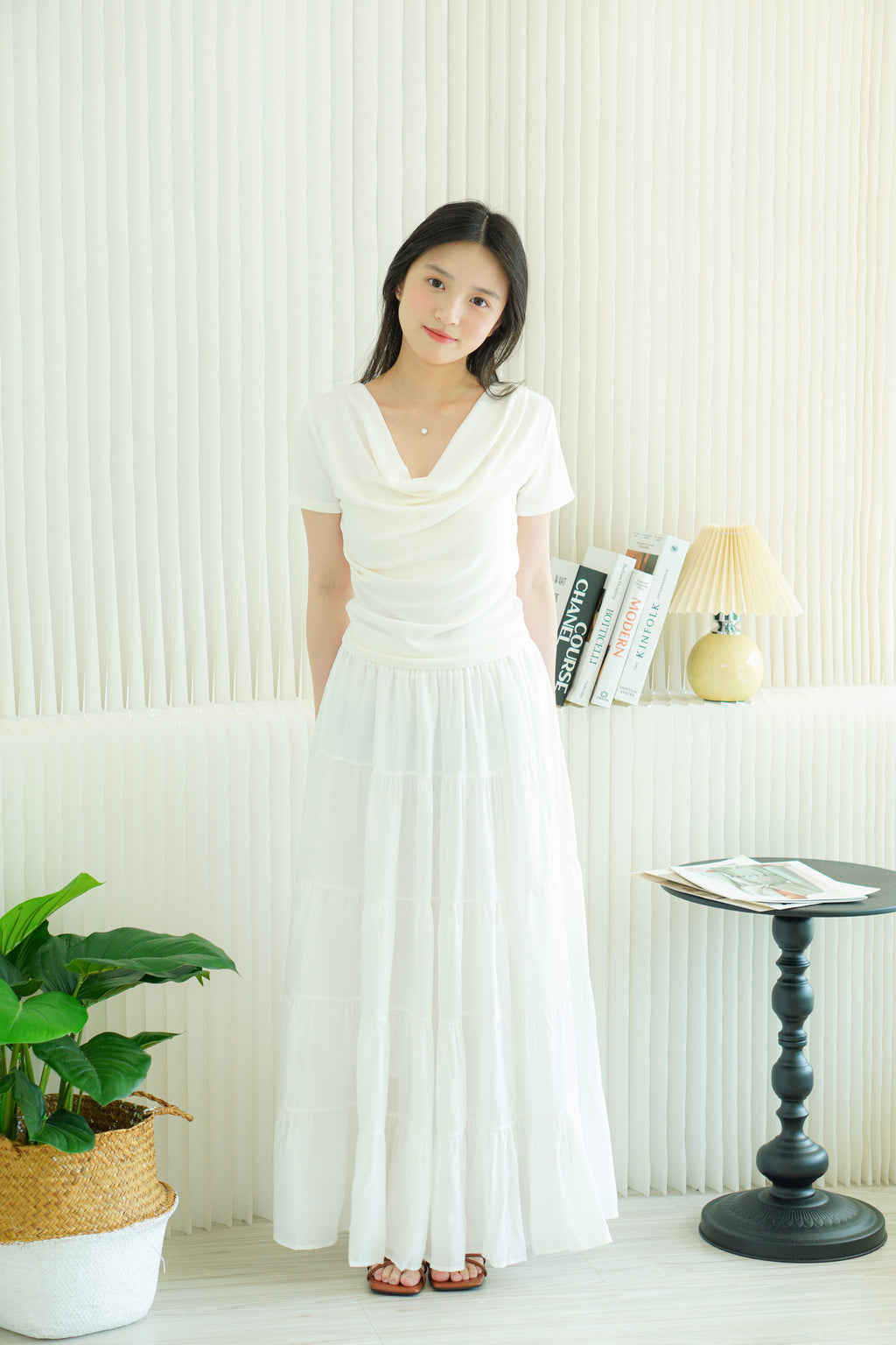 Lydia Ruched Off Shoulder Top in White