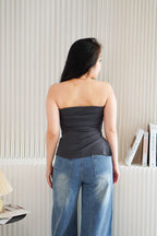 Kaia Tube Ruched Top in Grey