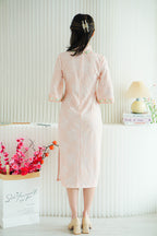 Wen Yi Mid Sleeves Floral Maxi Cheongsam in Pink