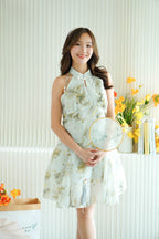 Lu Xin A-Line Floral Short Cheongsam in Green