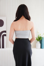 Soyara Padded Ruched Tube Top in Grey
