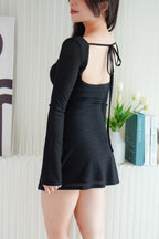 Lisabeth Long Sleeve Mini Lace Dress in Black