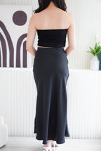 Soyara Padded Ruched Tube Top in Black