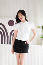 Nello Basic Round Neck Top in White