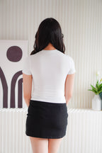 Nello Basic Round Neck Top in White