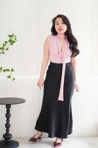 Candace Ruched Cowl Neck Top in Pink