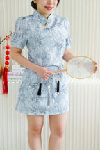 Ying Lin Cheongsam 2 Piece Set with Tassels in Blue