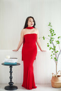 Xoe Tube Maxi Dress with Sash in Red